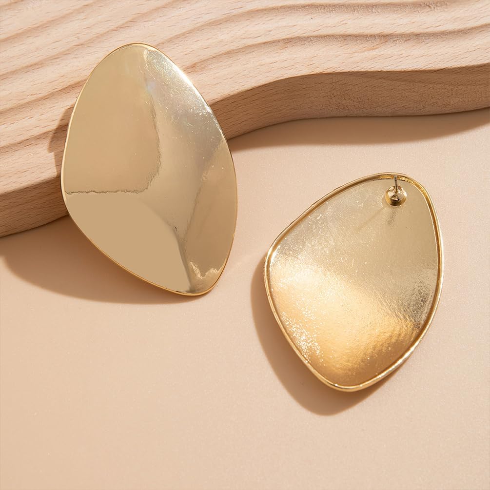 Chunky Gold Large Statement Earrings for Women Trendy, Punk Big Irregular Geometric Metal Drop Silver Stud Earring Thick Minimalist Party Jewelry Gift - Image 6