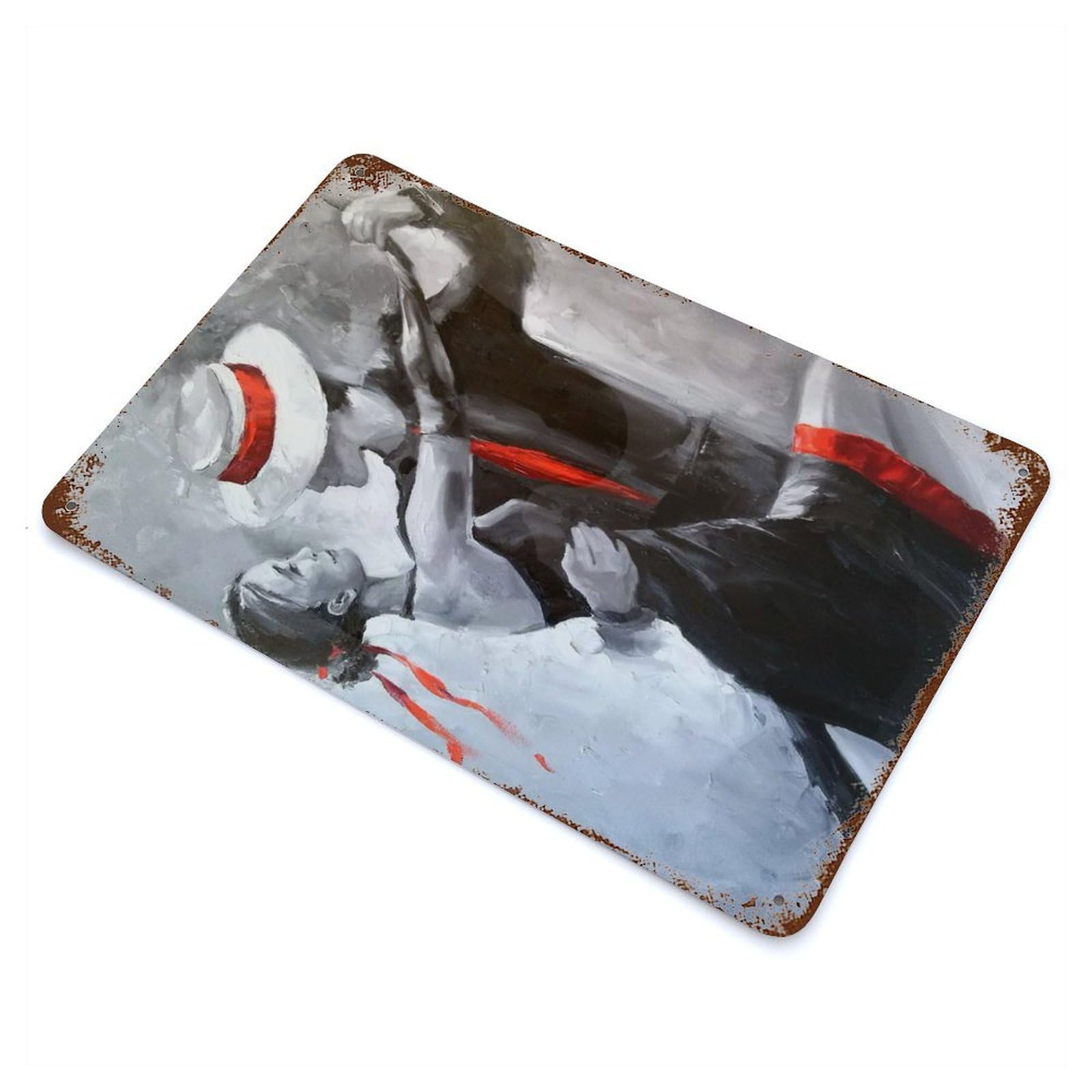 Tango Rust Effect Tin Sign 11.8"x7.9", Old School Wall Decor for Living Room, Hallway And Home Decor