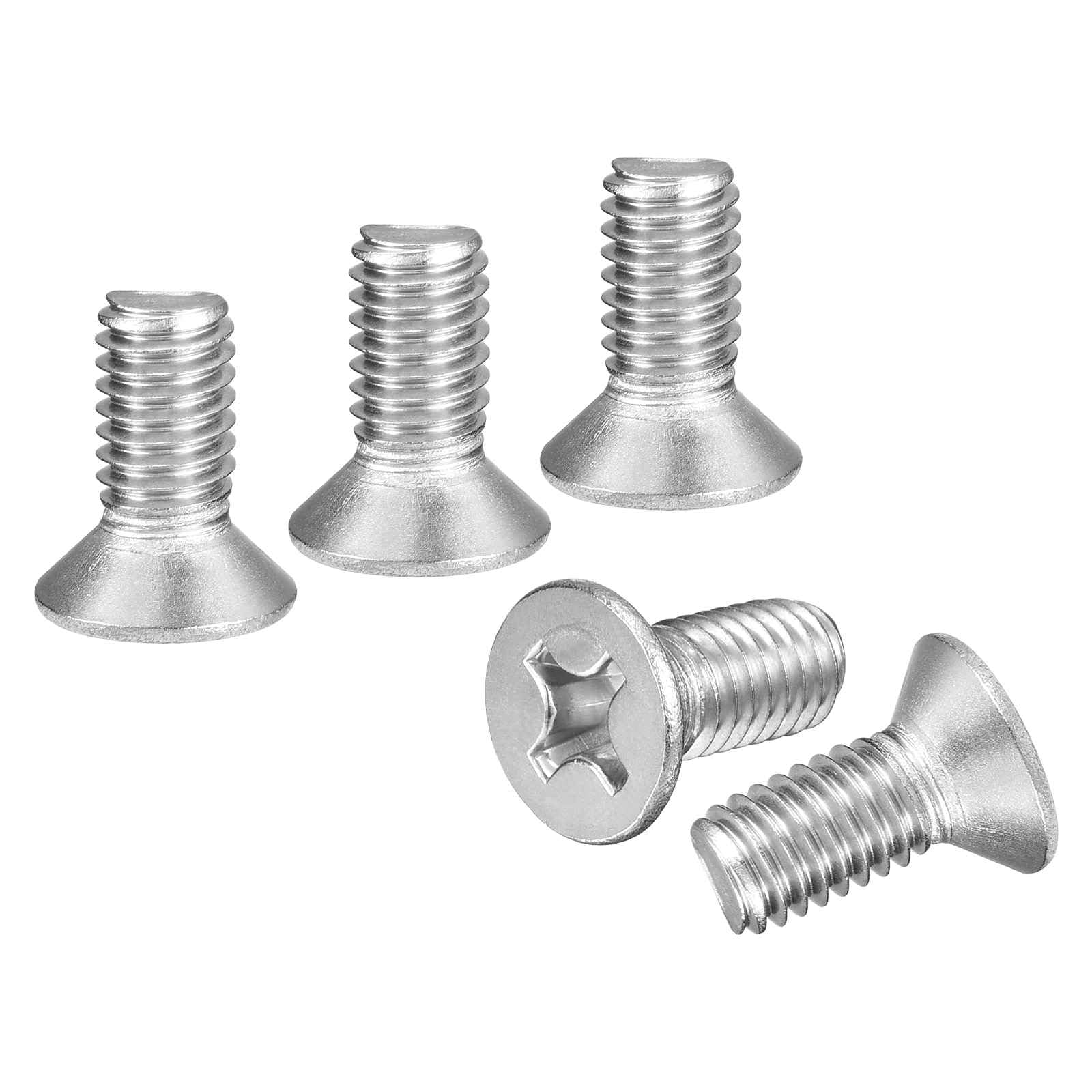 DTGN M6-1x14 Flat Head Countersunk Machine Screws - 30pcs - Good for Furniture and Machinery - 304 Stainless Steel Phillips Machine Screws Bolts - Silver — image 1