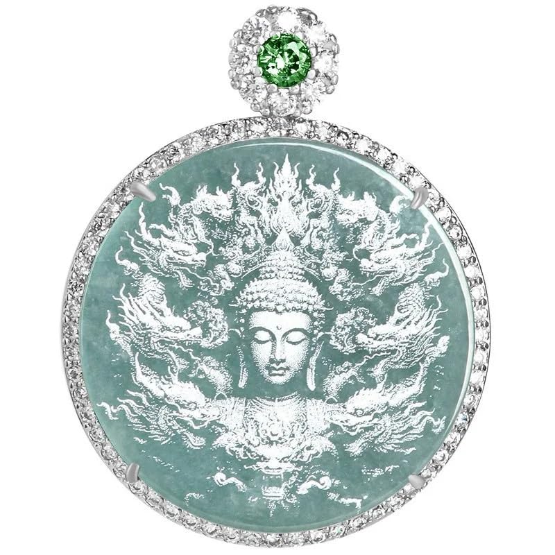 Pendentif en jade bleu Bouddha Guan Yin : votre amulette de sérénité au quotidien
