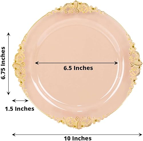 Miniatura 210 de Efavormart - Paquete de 10 platos llanos redondos de plástico de 10 pulgadas en verde salvia vintage, platos desechables barrocos en relieve