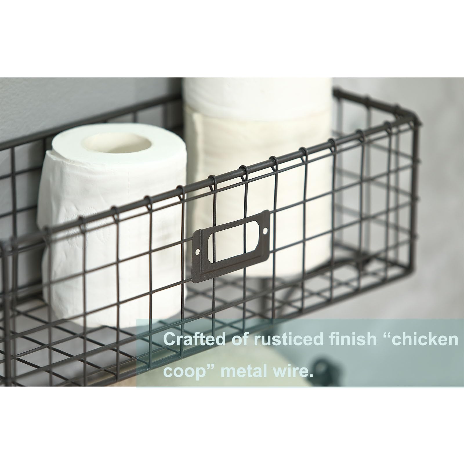 Jemeni Paper Towel Holder Wall Mount with Basket Storage Organizer for Kitchen Bathroom, Gray, 14