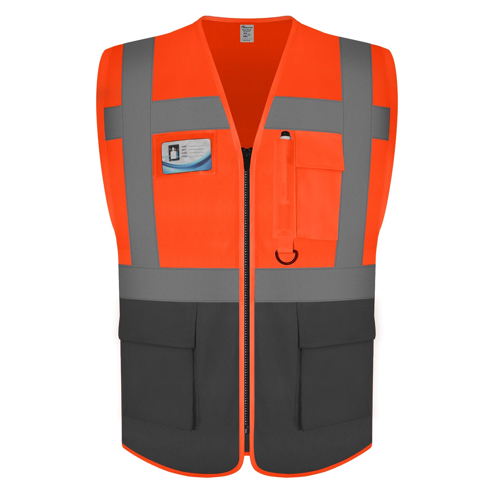 Graunton High Vis Vests, Hi Vis Vests for Men Women, High Visibility Safety Vest for Traffic Management, public safety, Transport, Meets ANSI/ISEA Standards, UK1-Orange Gray, M. — image 1