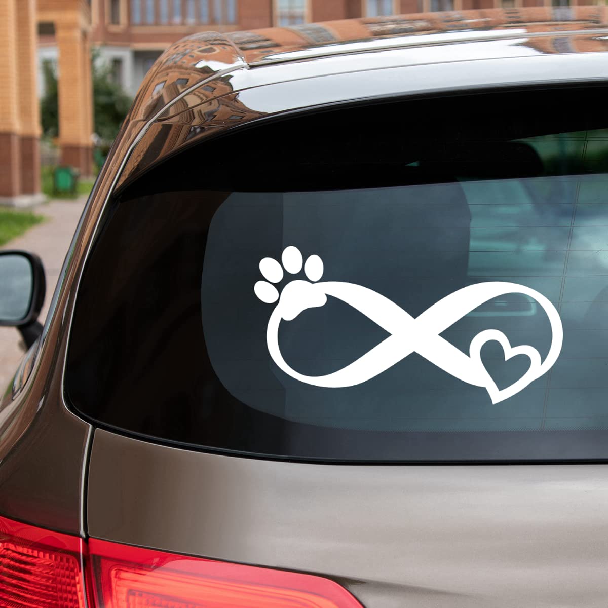 Infinity Paw Print Love Pet Decal Stickers – 3 Pack (White, 3", 4", 6") – Vinyl, No Background, For Car, Laptop, Window - View #10