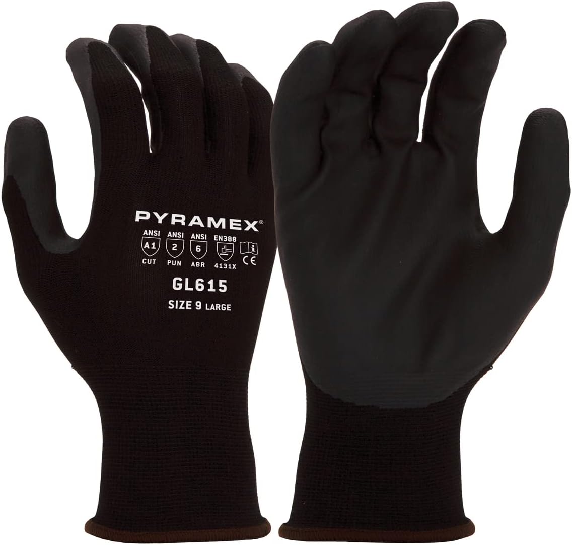 Pyramex GL601DP Series Microfoam Nitrile Dipped Safety Gloves