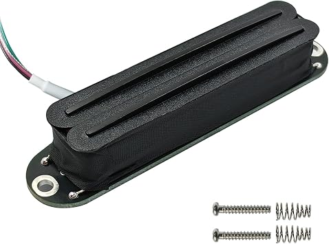 ميكروفون صغير بحجم ملف واحد مزدوج من السيراميك من Pro ST LA Humbucker بدقة 6.1 كيلو بايت، تشويه فائق لجيتار كهربائي على طراز Strat، جسم أسود، سكة حديدية سوداء