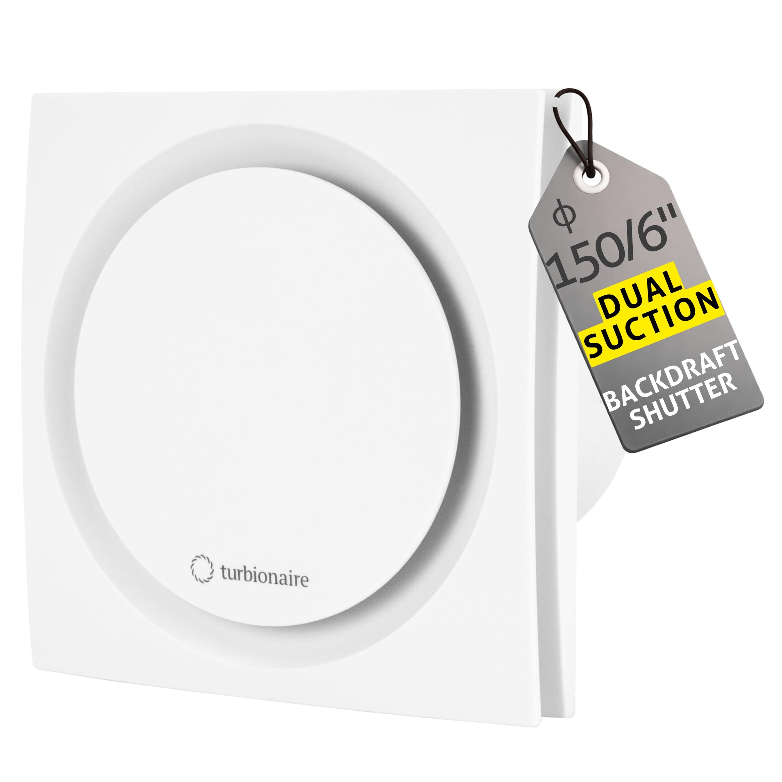 Turbionaire RING 150 SW Aspirador, Doble aspiración perimetral y frontal, 150 mm de DiÔmetro, Blanco mate, EstÔndar para baño, cocina, VÔlvula antirretorno, Protección IPX4