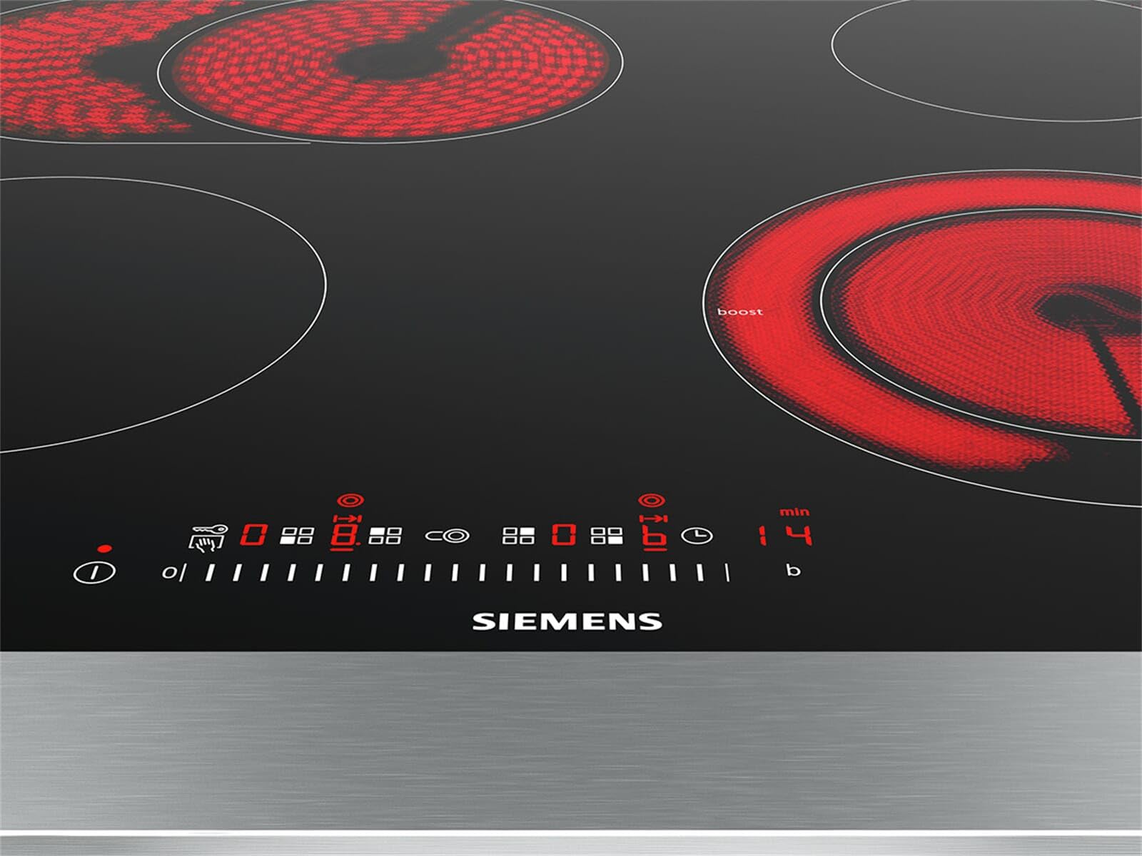 Siemens ET601FNP1E plaque Noir, Acier inoxydable Intégré (placement) Céramique 4 zone(s)