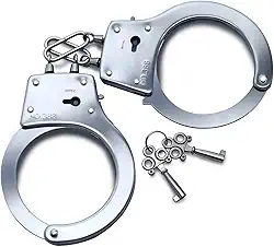 Algemas Metal Festas Fantasias Policial Carnaval, com Chaves, Acessórios de Fantasia Policial para Adultos (Prata)