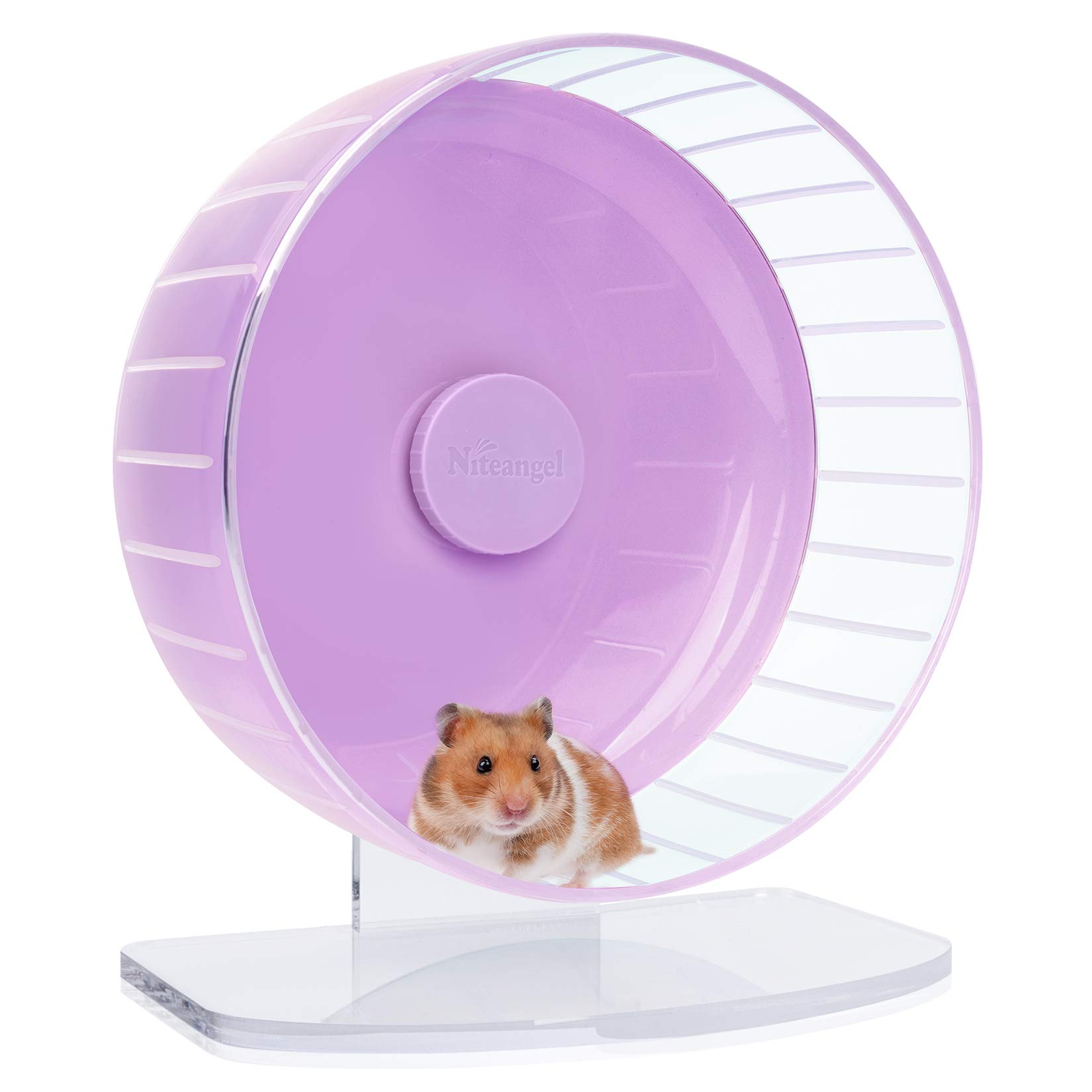 Niteangel Super-Silent Hamster Exercise Wheels: - Quiet Spinner Hamster Running Wheels with Adjustable Stand for Hamsters Gerbils Mice Or Other Small Animals (L, Purple)