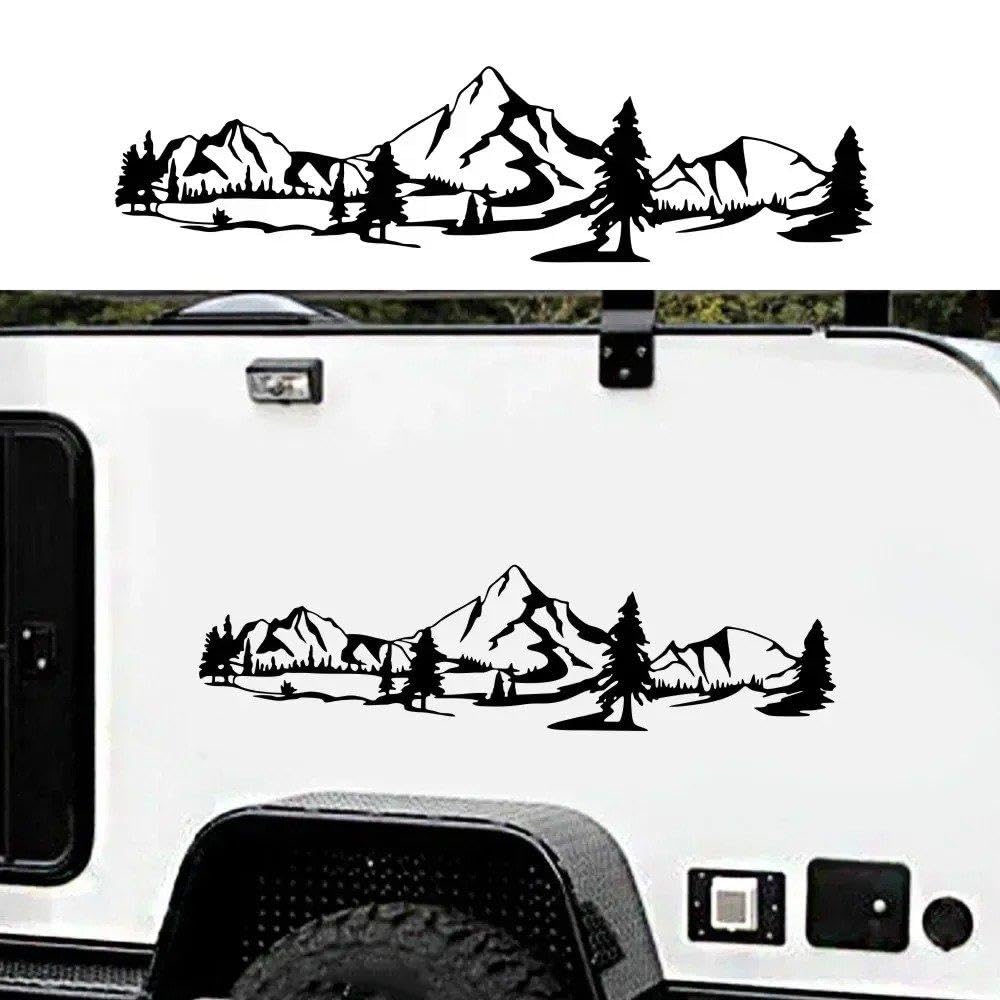 1PCS Berg Wald Abenteurer Reisen Auto Aufkleber Auto Camping RV Transporter DIY Vinyl Schmuck Fahrzeugaufkleber(GRAY,180X45CM)