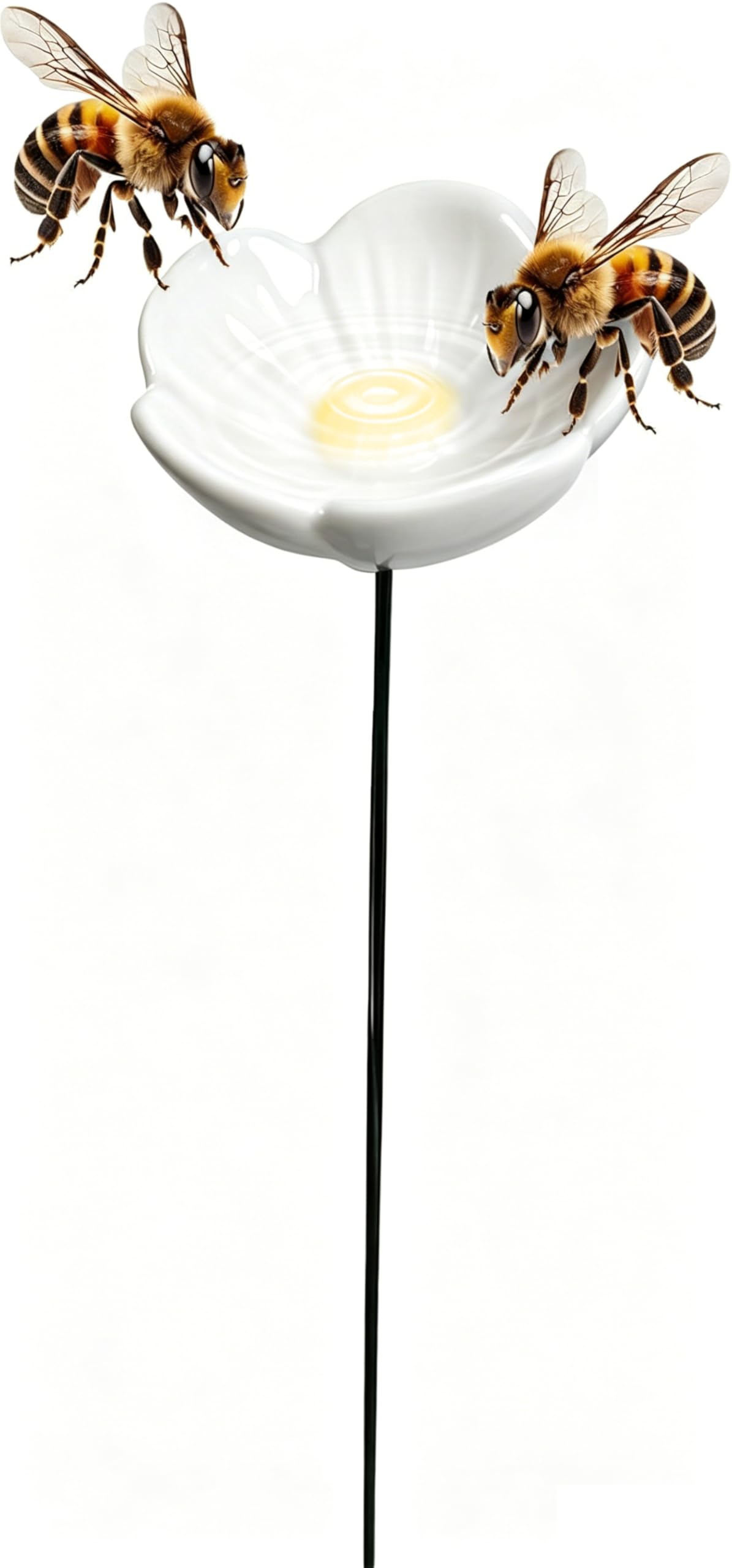 Blüte Bienentränke Für Den Garten, Insektentränke Bienenbar Wassertränke Mit Stecker Kreative Blüte Gartenstecker Garten Geschenk Futternapf Für Innenhof, Außenbereich, Terrasse, Balkon (Weiß)