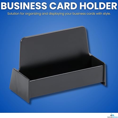 Miniatura 2 de 1InTheOffice Soporte para tarjetas de visita, soporte para tarjetas de visita, plástico, negro, paquete de 2