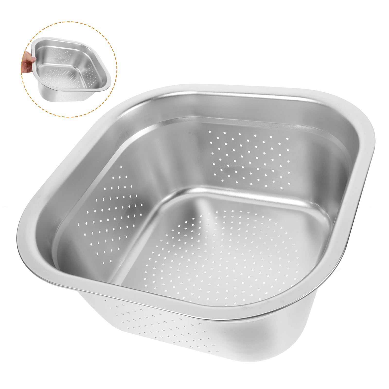 Colador de Cocina de Acero Inoxidable Grande, Forma Cuadrada