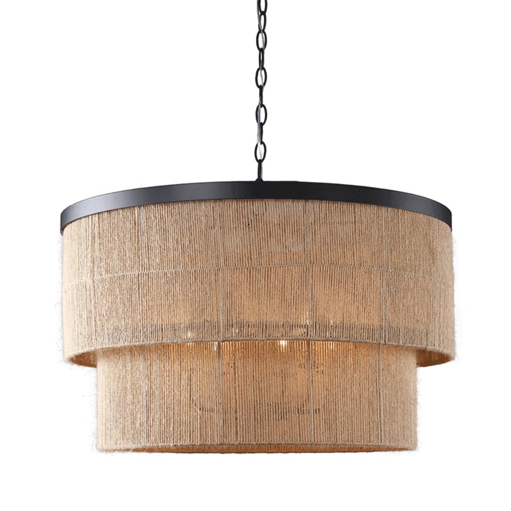 Braided lampshade, Hemp Rope Pendant Lightwoven Adjustable Height 50-60cm(60cm)