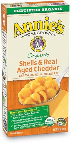Annie's Organic Macaroni & Cheese, Shells & Real Aged Cheddar, 12 Boxes, 6 oz. E