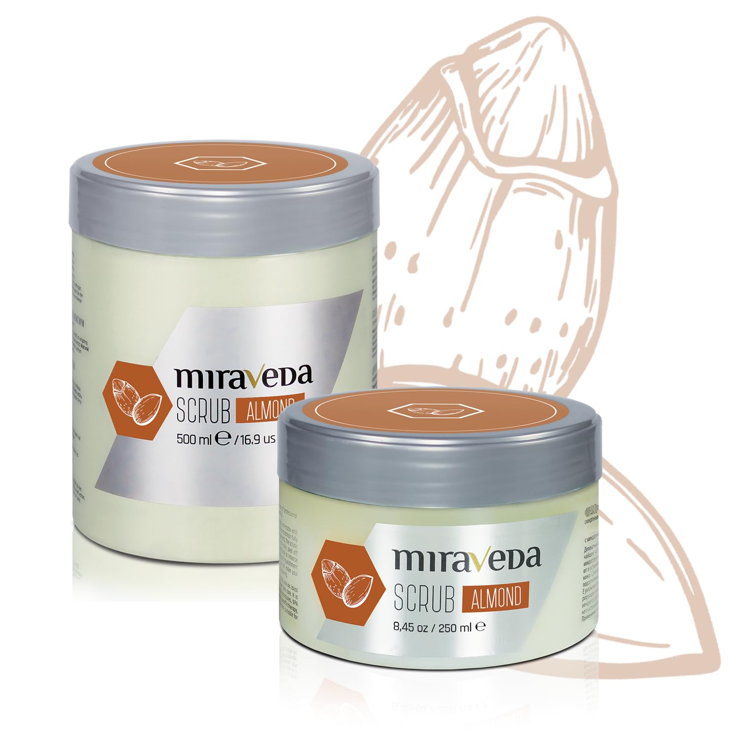 Miraveda by Italwax Almond Scrub - 500ml - Con olio di cocco e di mandorla - Ideale per la cura delle mani