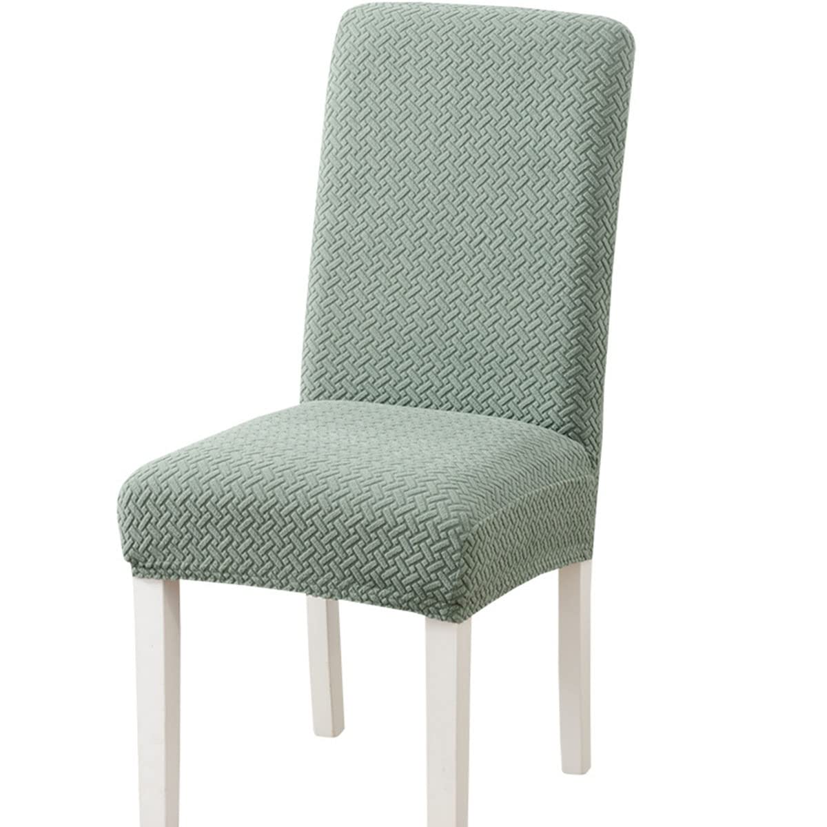 Coprisedie per Sala da Pranzo In Jacquard Coprisedie Elasticizzati Parson Coprisedie Lavabili per Sala da Pranzo Ristorante Cucina Feste - Verde - 8 Pezzi