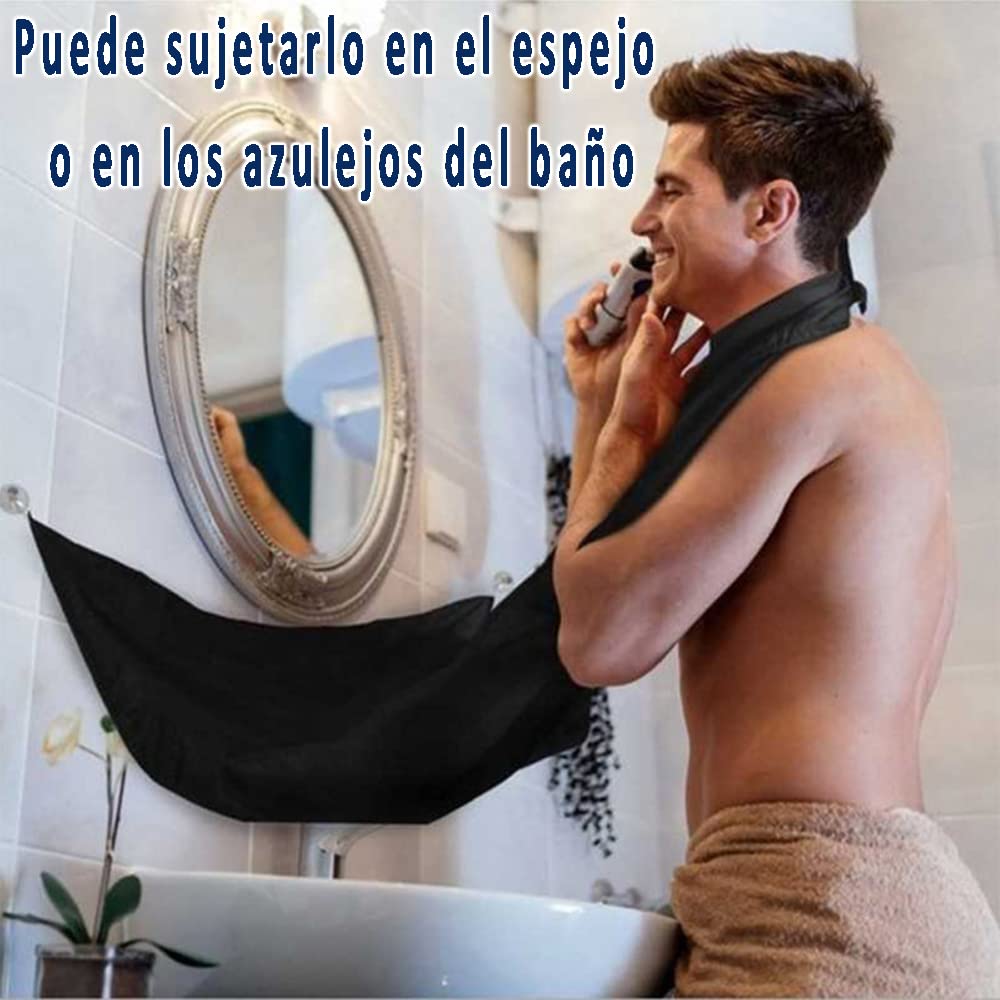 Bavaglino barba, grembiule da barba, grembiule barbiere, strato da barba professionale impermeabile per raccogliere i capelli, grembiule corto barba e capelli, 2 ventose, antiaderente, Avvental barba