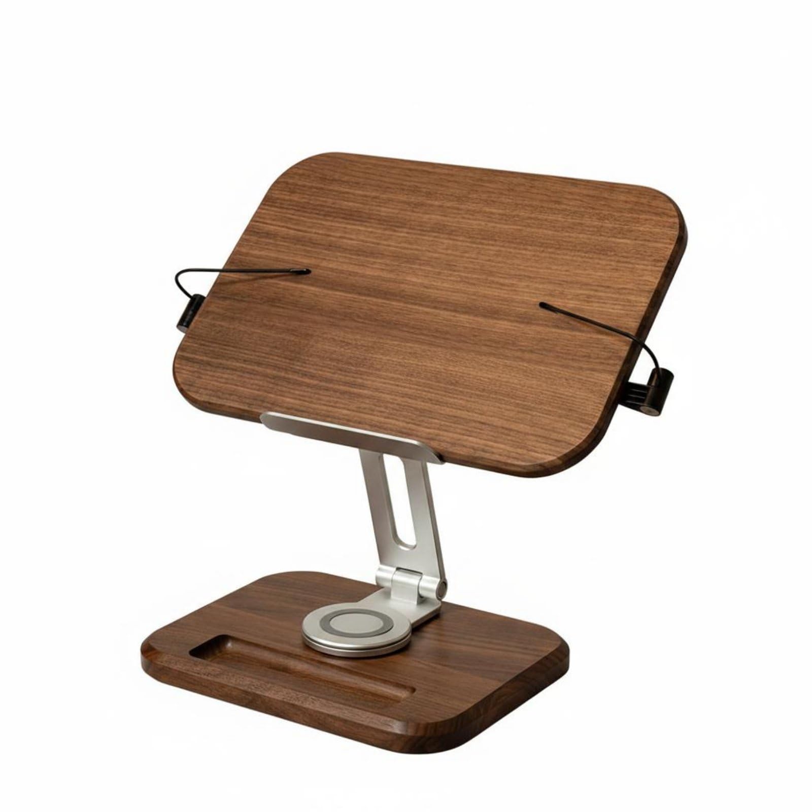 B Baosity Atril de Lectura Soporte de Libros Plegable con Brazo Regulable y Base Giratoria de Aluminio y Adecuado para Escritorio Lectura Diaria Oficina Hogar