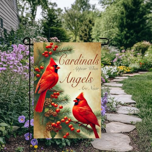 Image of BlissYard Christmas Red Bird Garden Flag 12x18 Inch Polyester