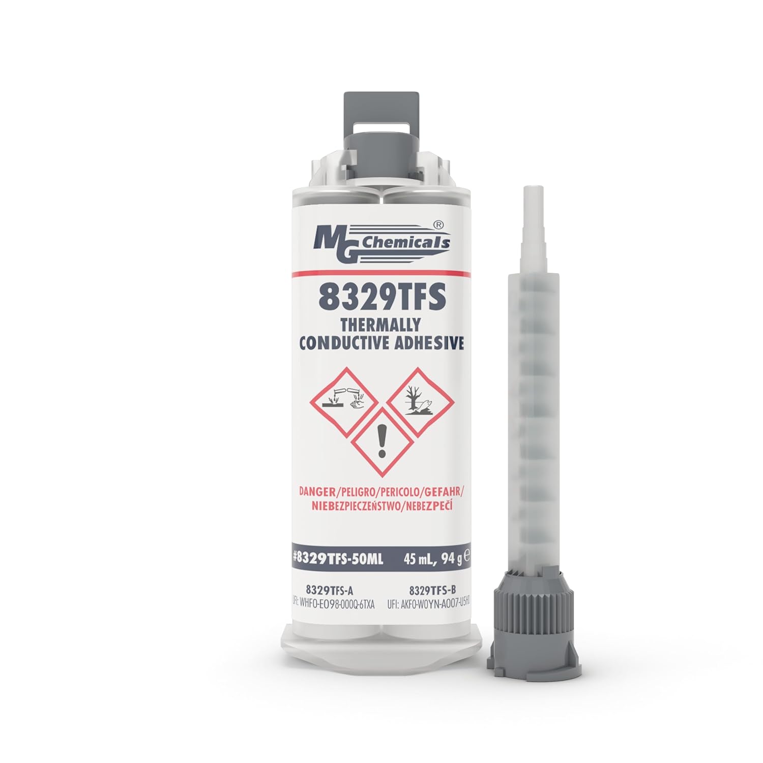 MG Chemicals 8329TFS Thermally Conductive Adhesive, Slow Cure, 45 milliliters Dual Pneumatic Dispenser