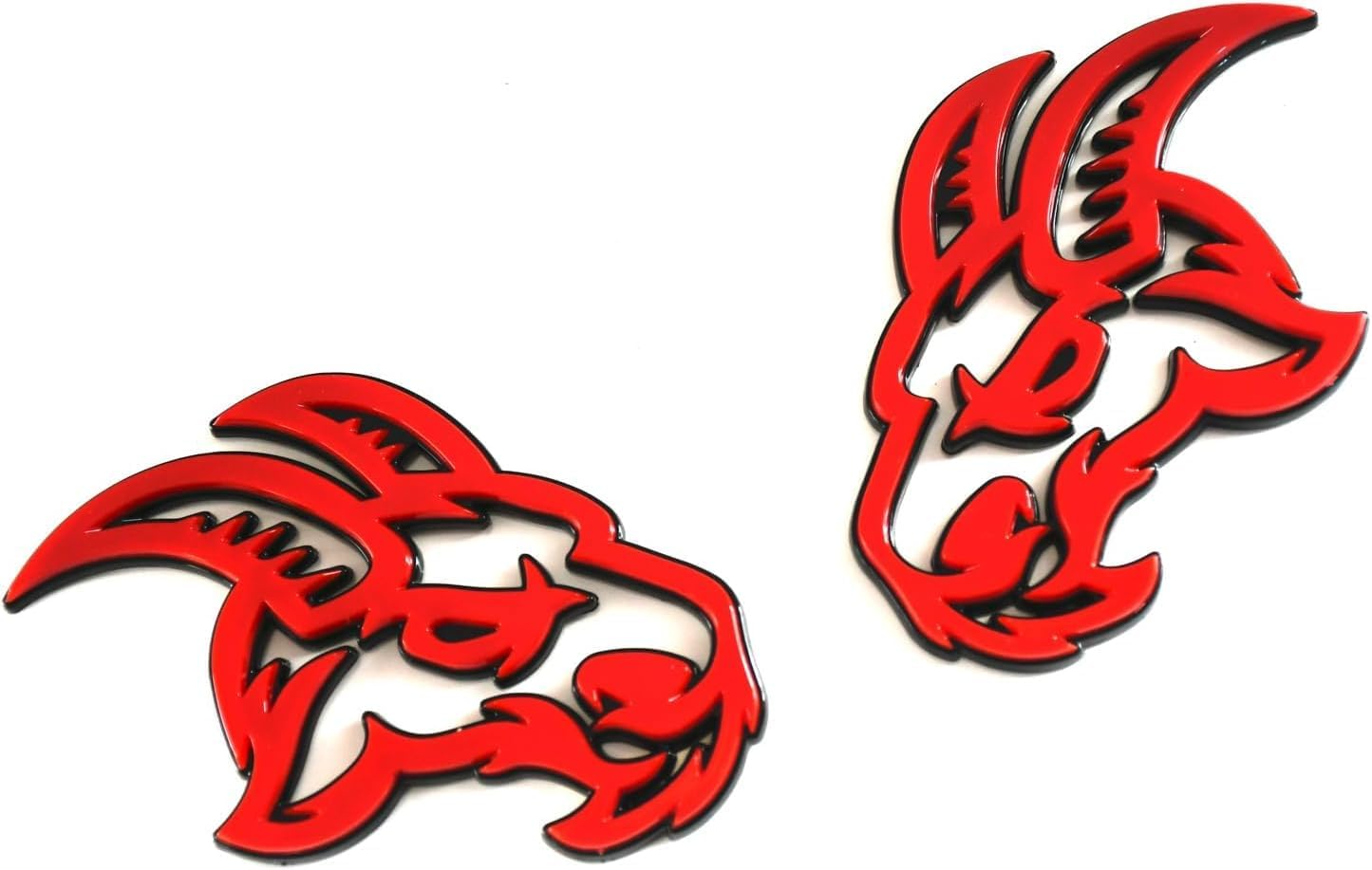 Pair New Custom Head Emblems Right Left Badge Replacement for TRX Ram 1500 2500 3500 Badge Hellcat (Black Red) thumbnail