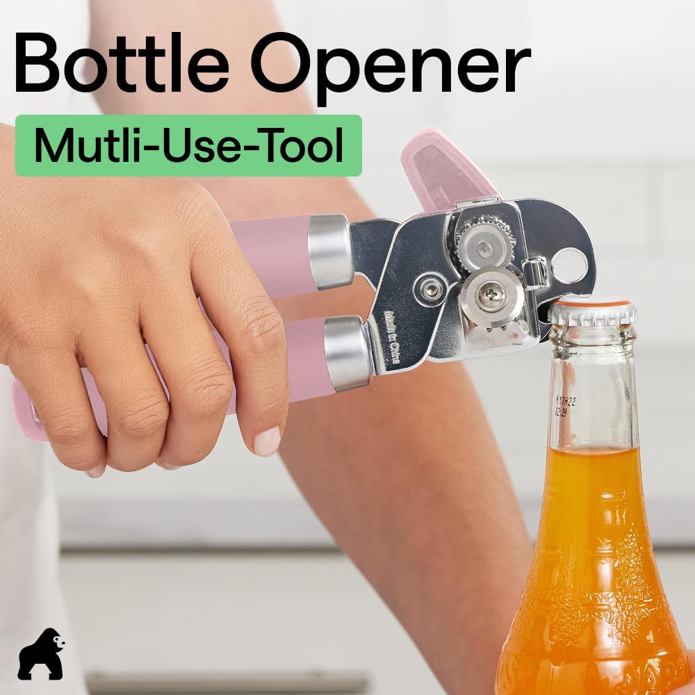 GORILLA GRIP Original Model Stainless Steel Manual Can Opener, Pink