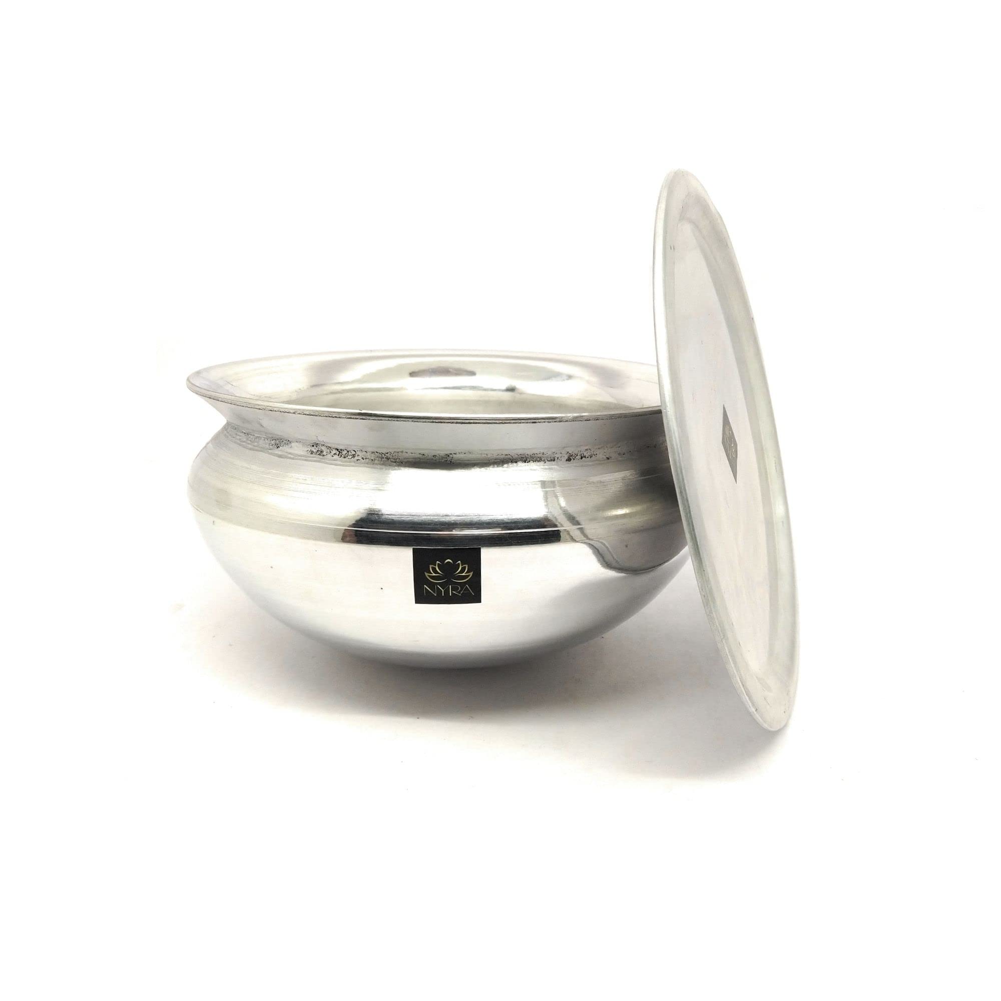 Nyra® Aluminium Handi with Lid Machine Glossy Finish Biryani Rice Cooking Pot Dhari Patiya Tope Patila Vessel, Deg, Degchi - Available in 8 Sizes-image-4