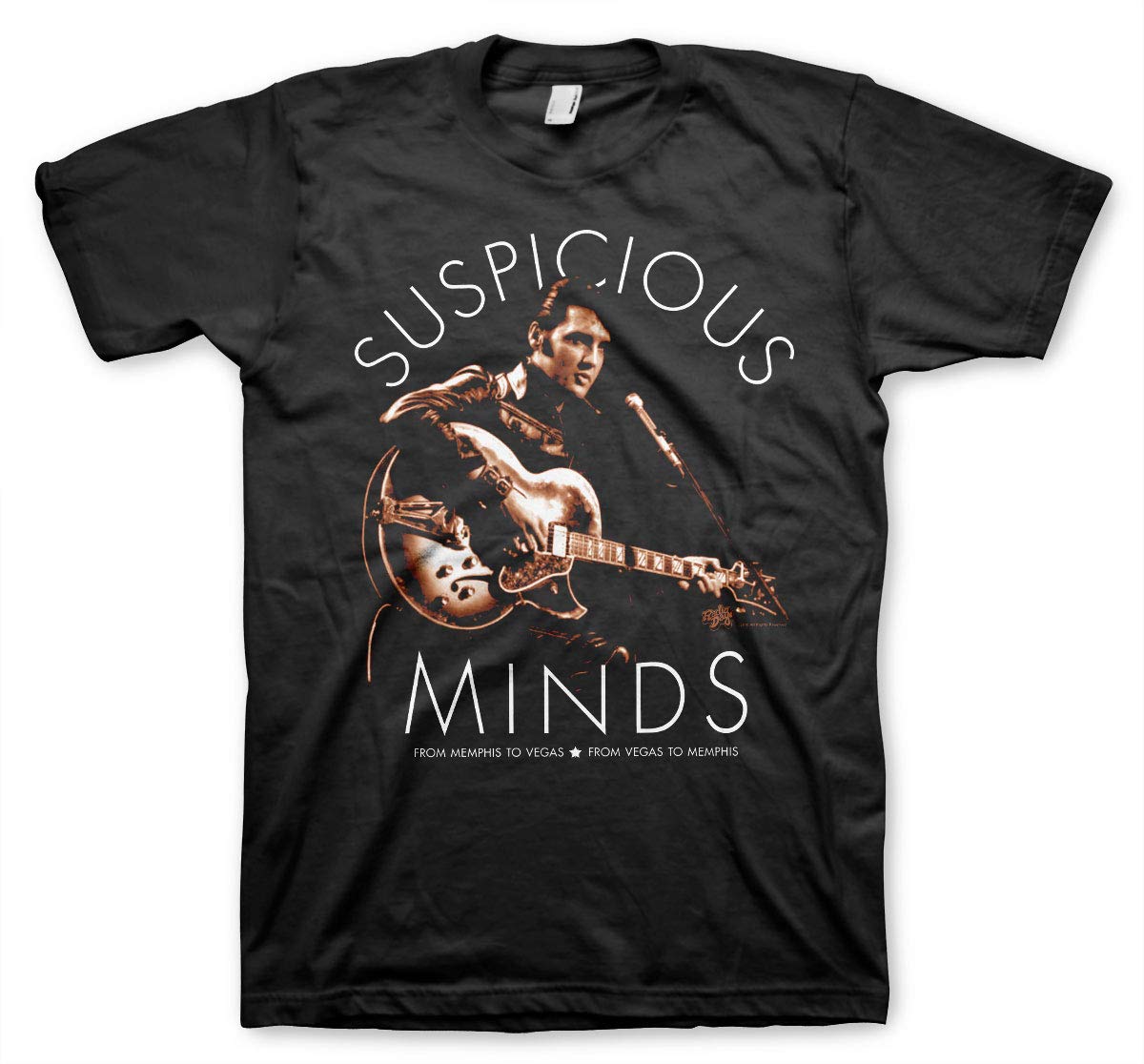 ELVIS PRESLEY Officially Licensed Suspicious Minds Mens T-Shirt (Black), Medium