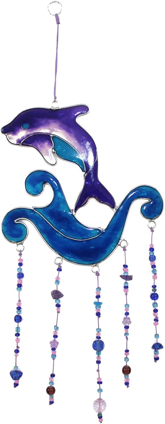 Beachcombers Small Purple Dolphin Wind Chime Coastal Decor Decoration Multi