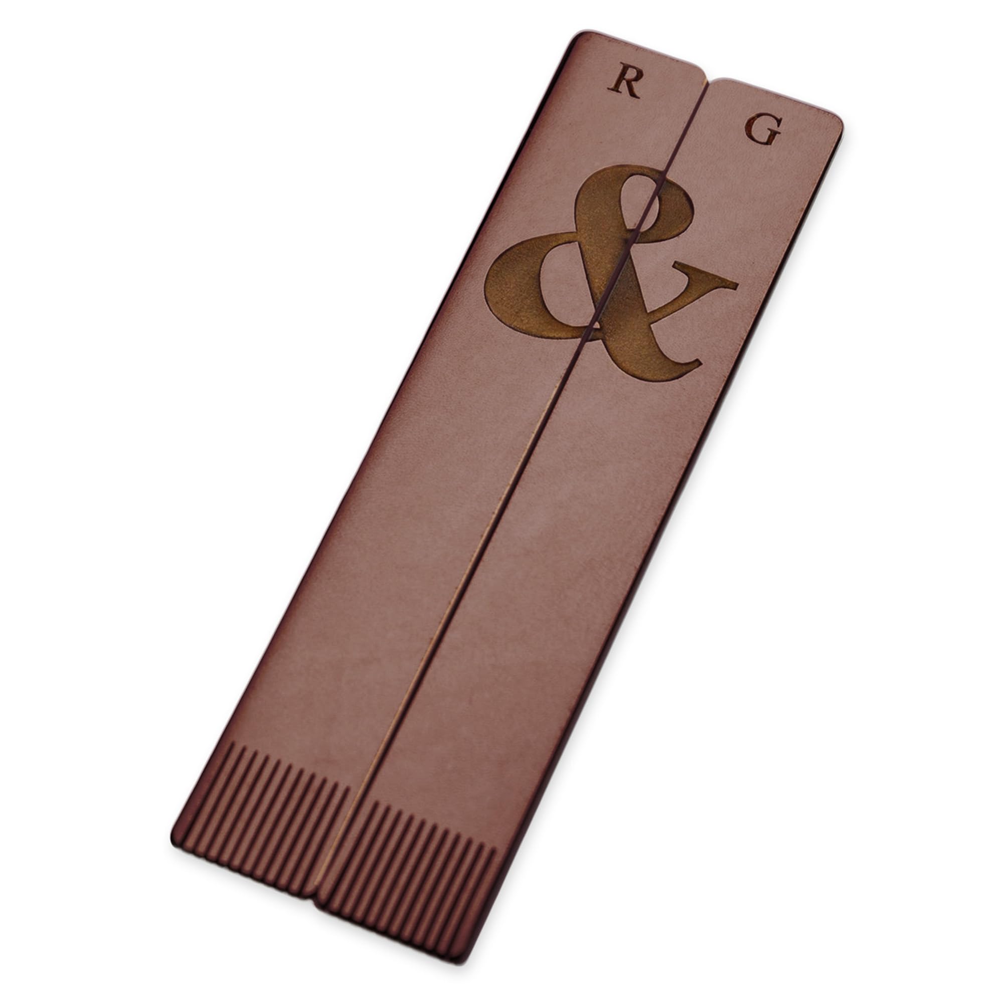 Personalised Leather Bookmark Set with Ampersand & Initials Laser Cut Handmade Gift Birthday Christmas Anniversary (Tan)