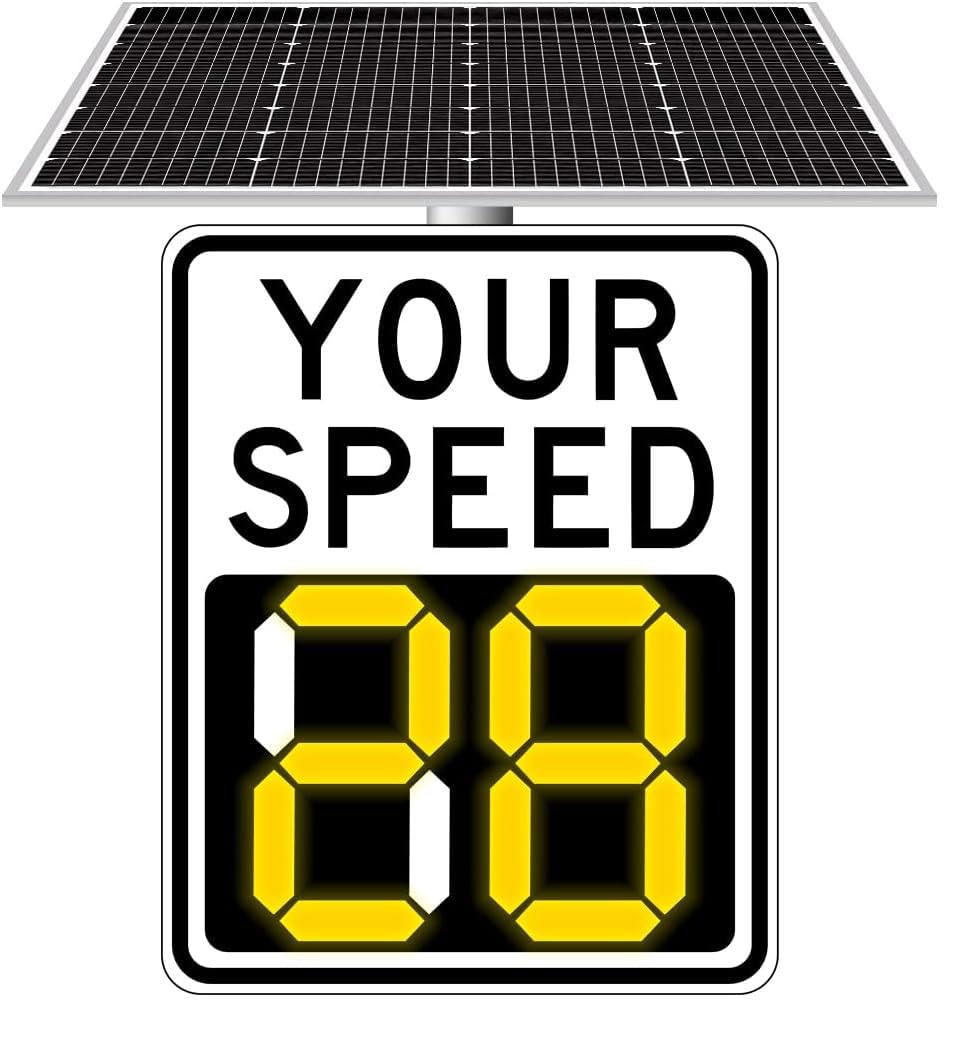 24"x35" Road Warning Solar Radar Speed Limit Sign Led Display Portable Radar Traffic Signs Radar Speed Sign
