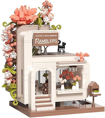 Juego de construcción de casa de flores, mini ladrillo vista a la calle, juego de juguete de juguete de regalo para niña, 929 piezas