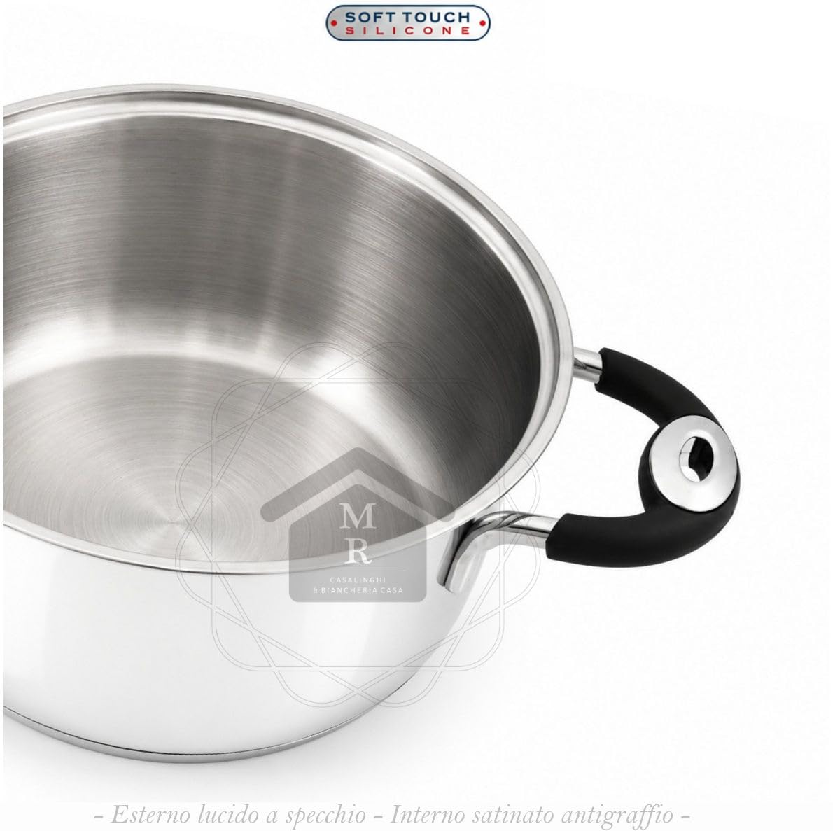 CASSERUOLA MAXI cm. 30 ACCIAIO INOX 18/10 TRIPLO FONDO INDUZIONE LINEA BIO