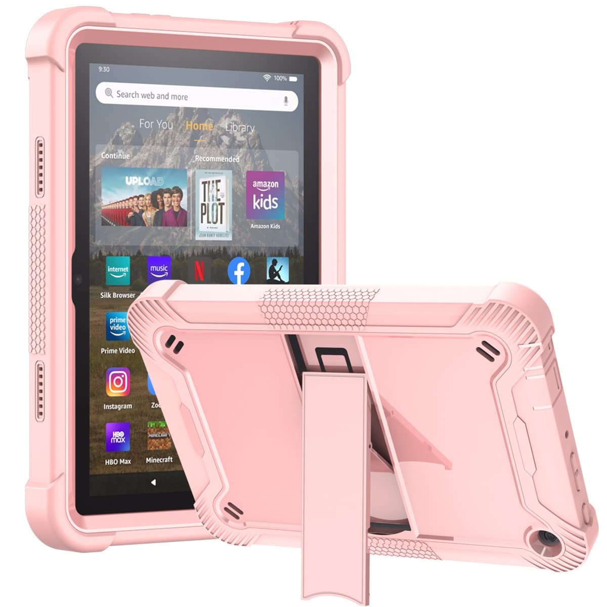 Kompatybilny z Kindle Fire HD 8 2022/Fire HD8 Plus 2022 wydanie .0 cala osłona ochronna wytrzymała trwała podstawa odporna na wstrząsy etui tablet(Rose Gold)