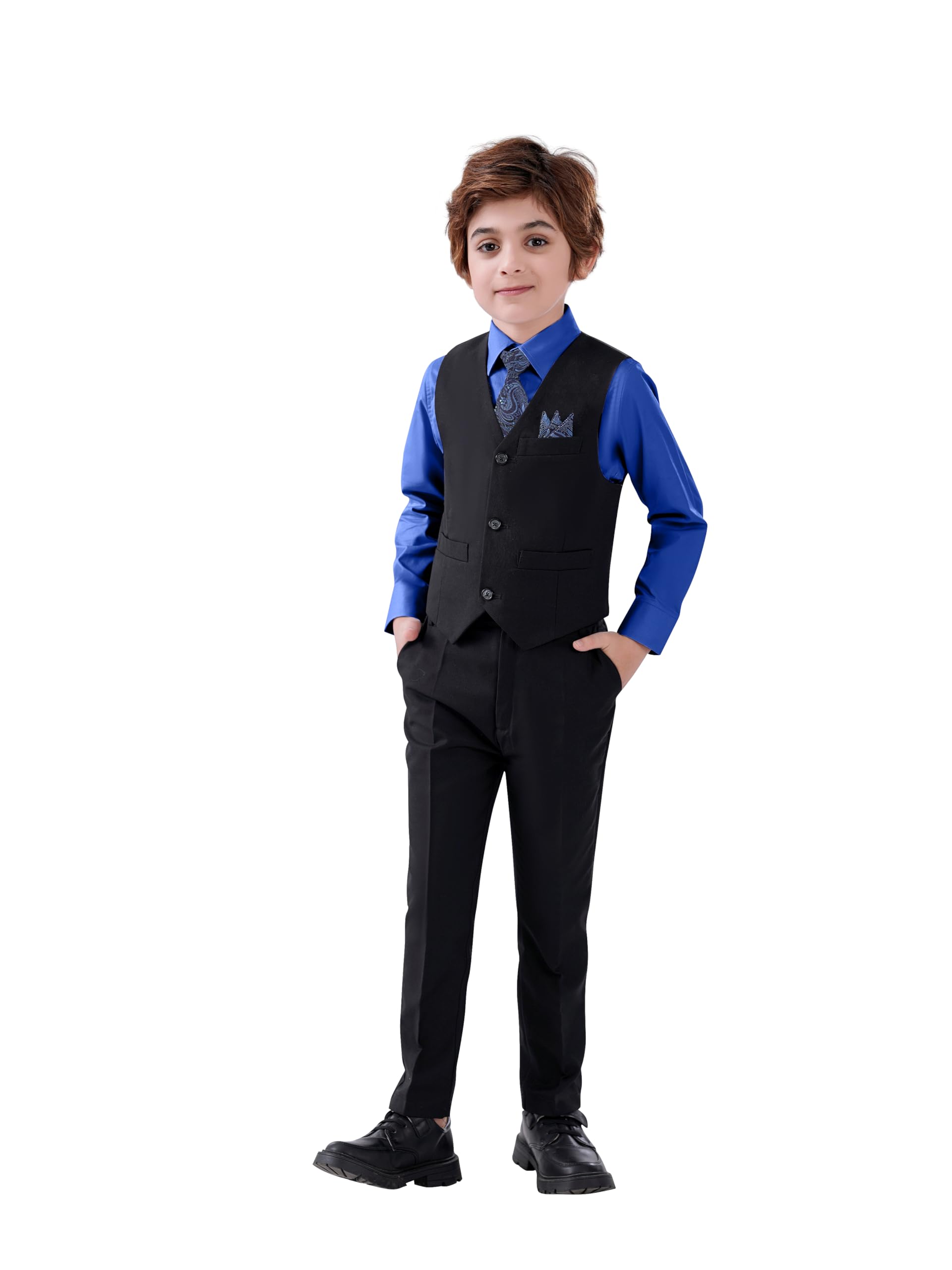 Boy's 5-Piece Suit, Boys' Formal Suit Set with Vest Pants and Tie, Boys Formal Dresswear Vest Set, Toddler Boy Vest Set