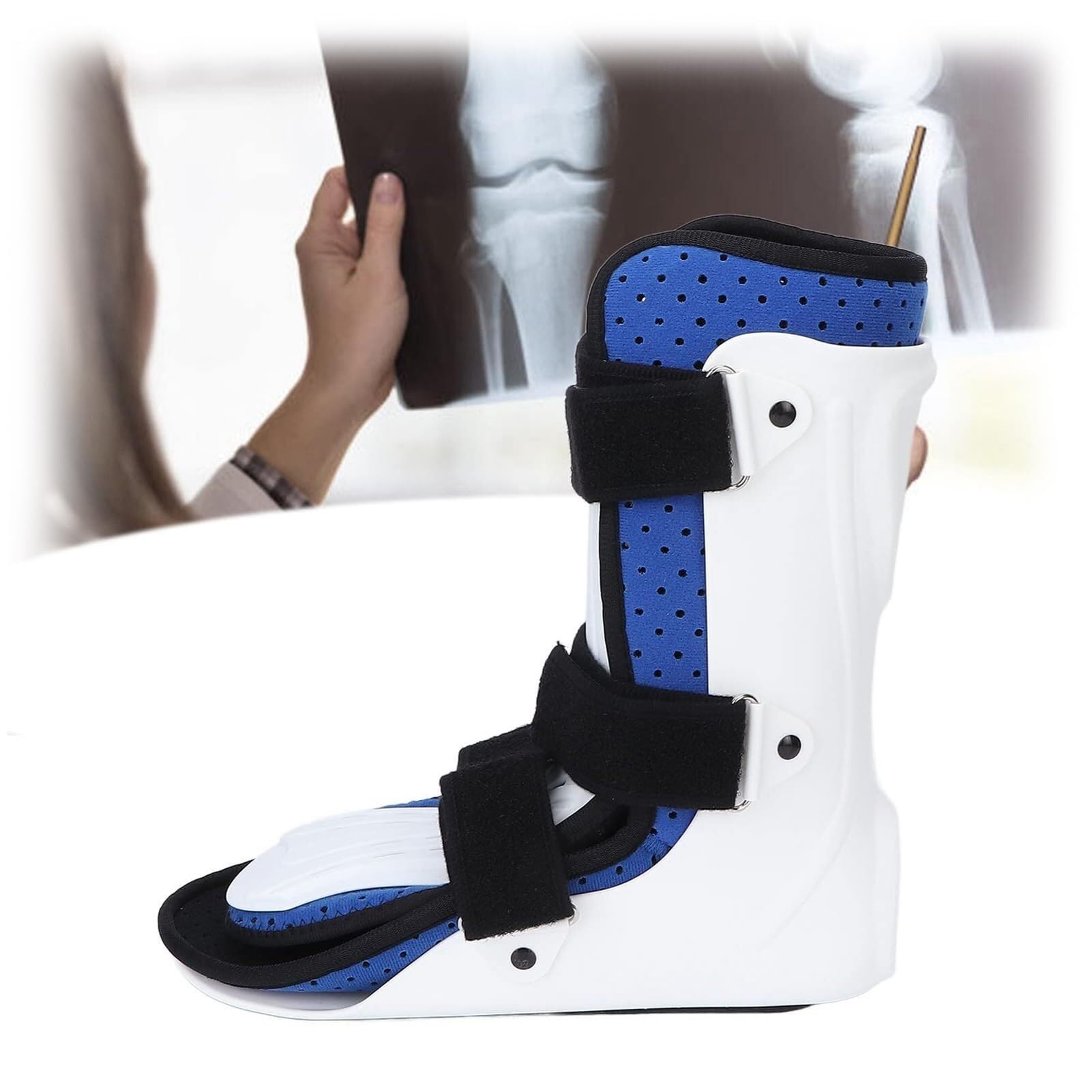 Bota de soporte para fracturas - Ortesis de tobillo y pie caído (AFO), estabilizador de fijación de tobillo con placa de protección frontal, férula ortopédica para lesiones de tobillo y pie, esguinc