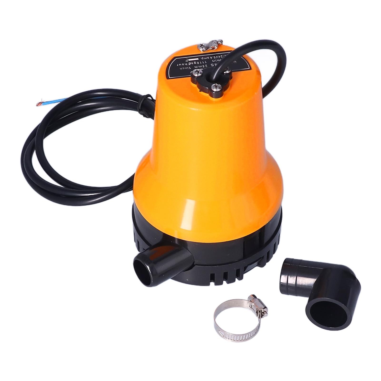 Keenso Bomba de Achique de 24 V Bomba de Agua Sumergible Eléctrica 60 W 7000 Rpm ABS Caucho Metálico 4,2 M3 H Salida de 25 Mm Elevación de 16,4 Pies para Barco Aspersor de Tierras de Cultivo de