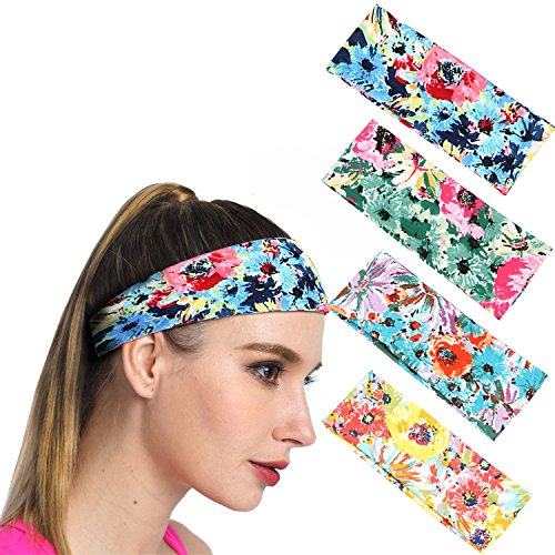 4 Pack Women's Headbands Yoga Sport Boho Headband for Running Sports Travel Fitness