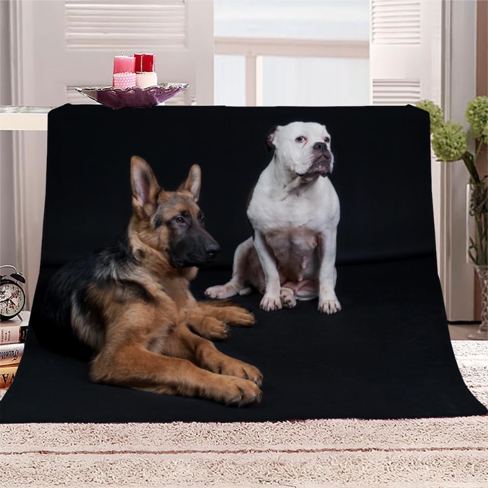 Couverture Chien 3D Plaid Polaire 220x240 Chien de Berger Doux Microfibre Couverture en Flanelle Chien Blanc Couvertures et Plaids Chaud pour lit Jeté de Canapé m1161