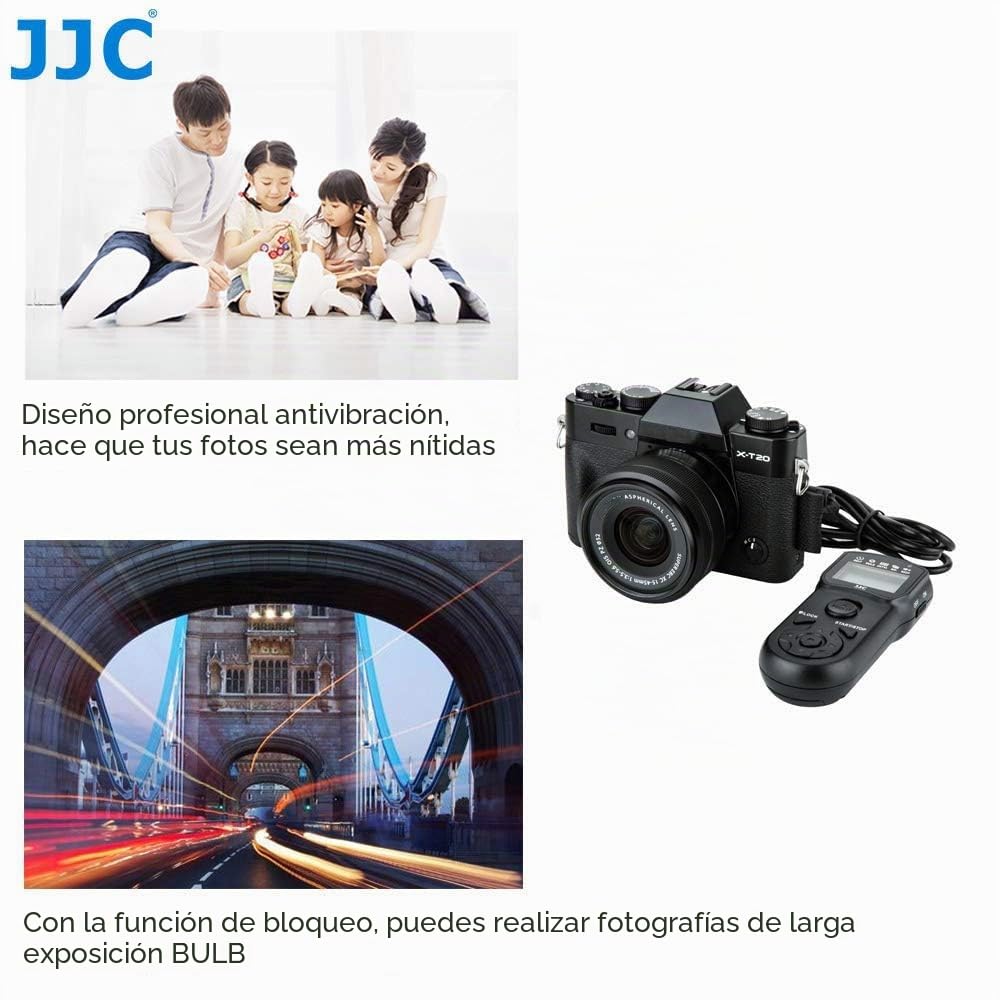 JJC Temporizador Mando a Distancia de Disparo del Obturador con Abrazadera de Soporte para Trípode para Fujifilm GFX100 GFX50S X-PRO3 XT5 X-T4 X-T3 X-T2 X-T30 II III X-T20 X100V Reemplazo Fuji RR-100