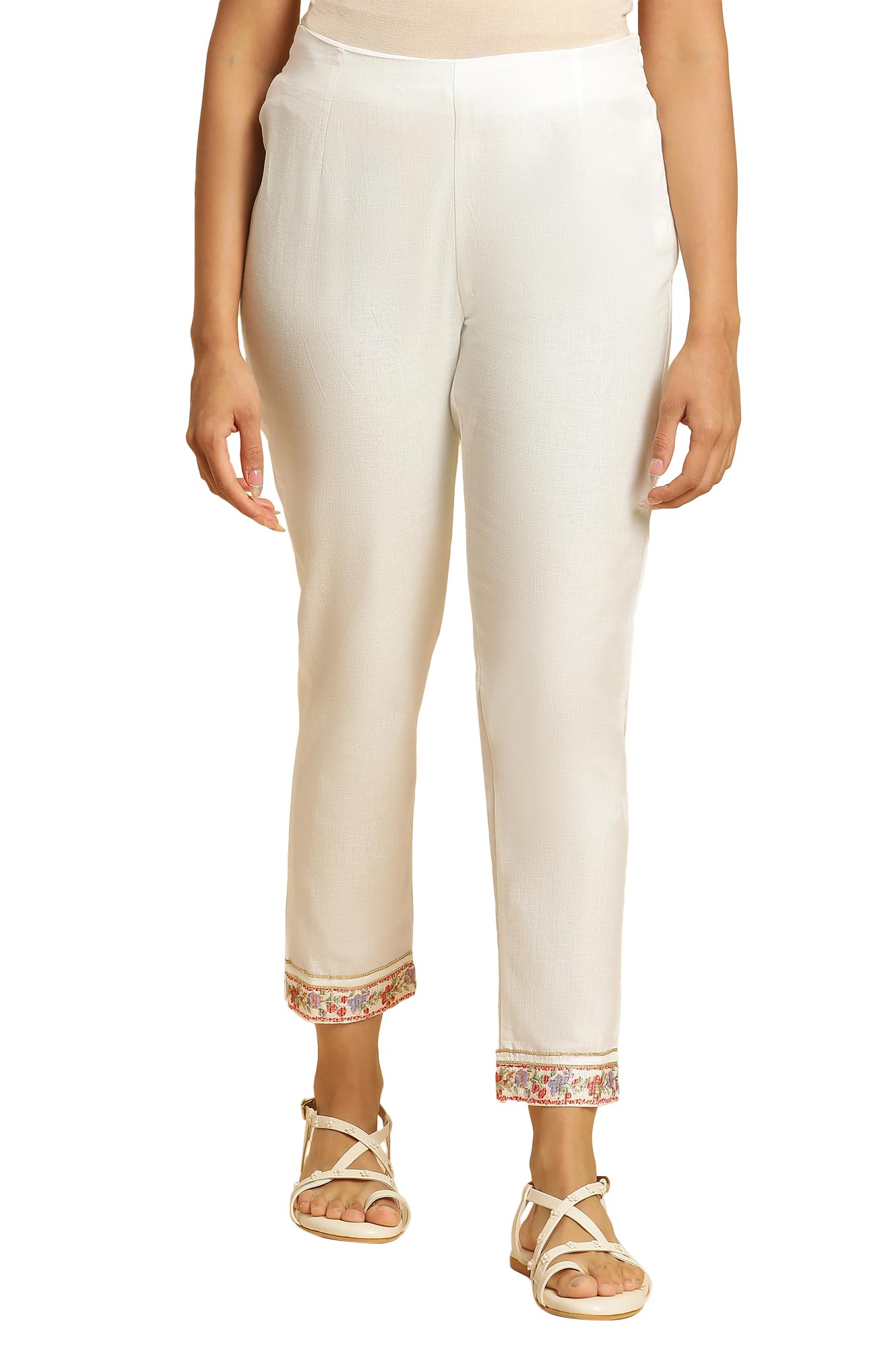 w for woman Women Mid Rise Cotton Blend Slim Pants | Cotton Blend Slim Pants | Trousers-picture-52