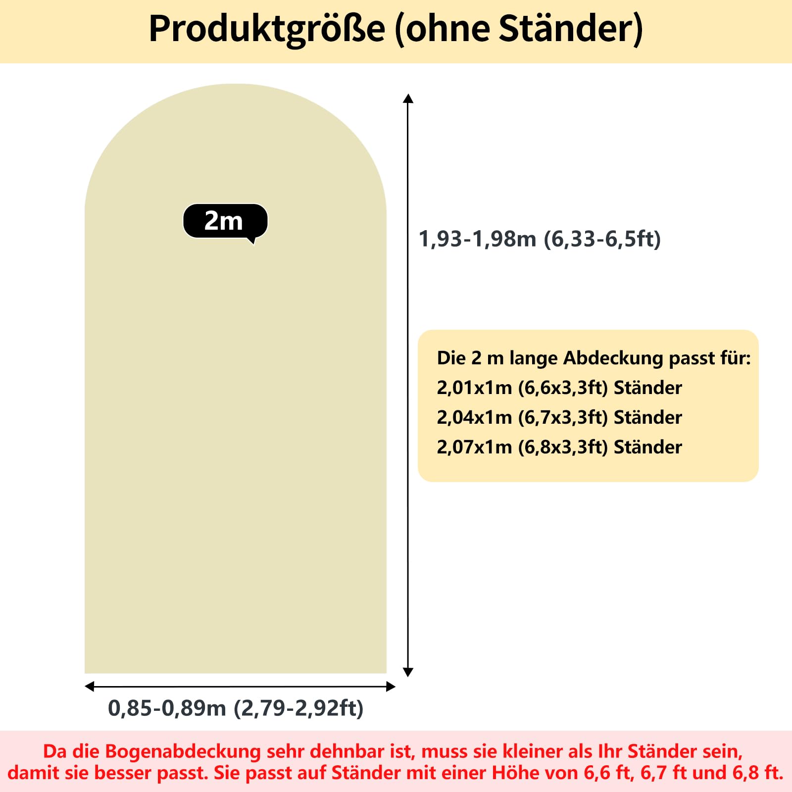 2m Hochzeitsbogen Hintergrund Ständer mit 2m Bogen Hintergrund Abdeckung Beige