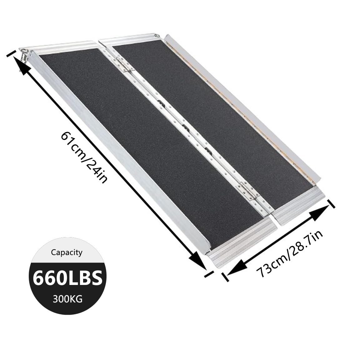 Rampa Portátil para Silla de Ruedas, Capacidad de Carga de 660 lbs, Rampa Plegable de Aluminio Antideslizante para Minusválidos para el Hogar, Escalones, Escaleras, Portales, Bordillos
