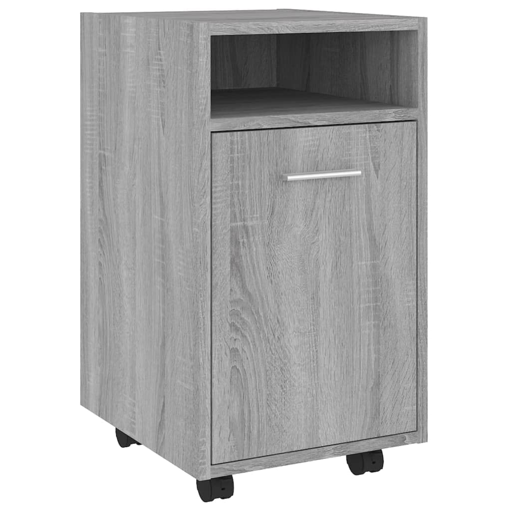 Beistellschrank mit Rollen Grau Sonoma 33x38x60cm | 2 Fächer, Feststellbare Räder, Wandhalterung, Feuchtigkeitsbeständig
