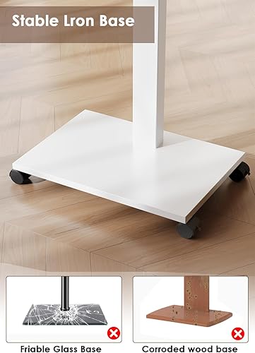 Miniatura 8 de Soporte de TV rodante resistente para televisores de 32 a 75 pulgadas, carrito de TV móvil con giro de 60, altura ajustable, rotación de