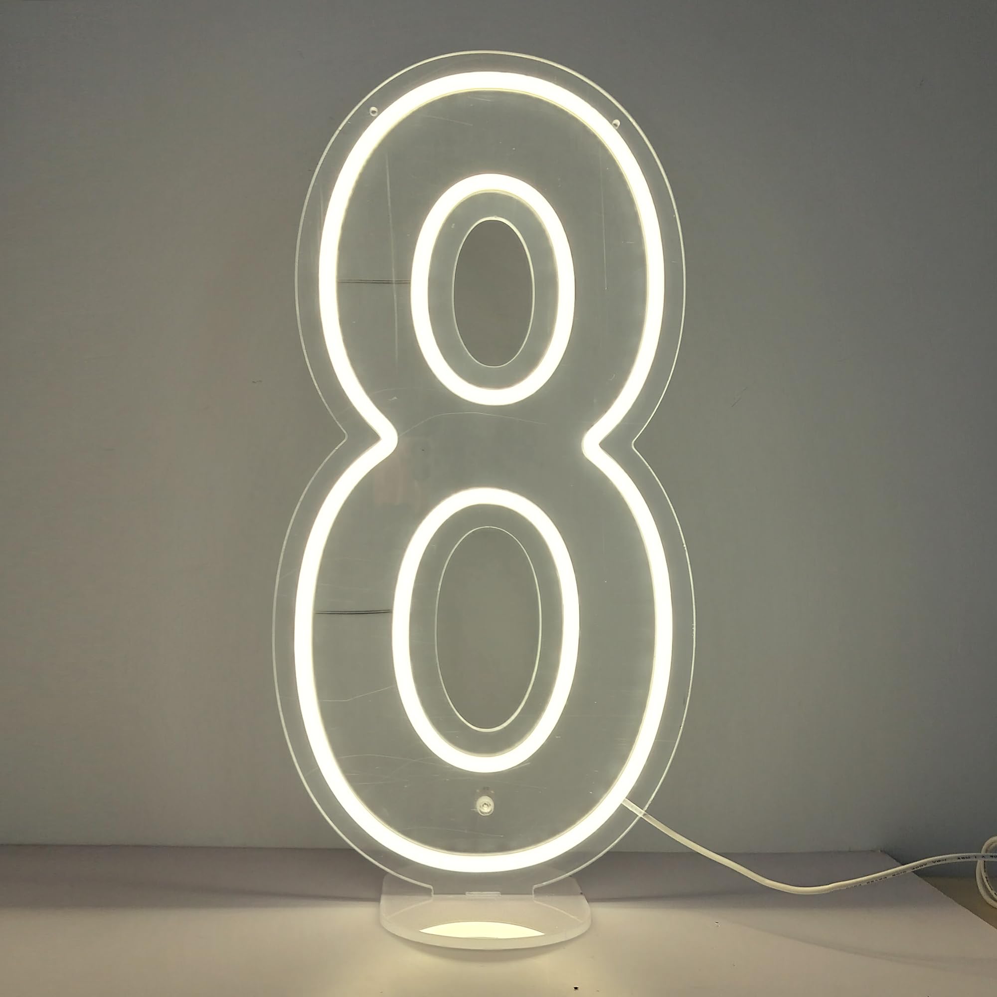 DS&DV 10 x 20inch Warm White Led Neon Number 8 Light Sign — image 1