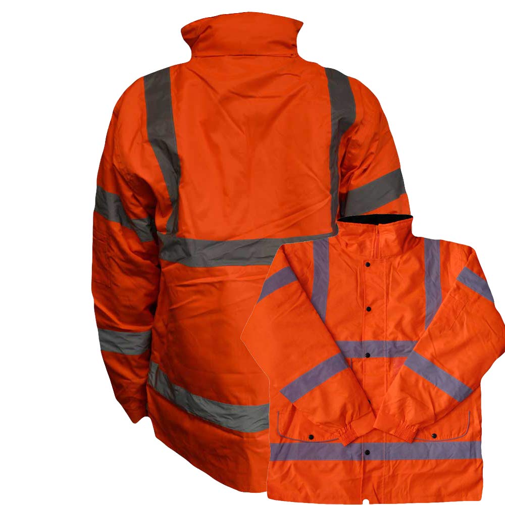 Brook Hi Vis Uk Unisex Orange Hi Vis Parka Jacket Reflective, Waterproof, Conforms To En20471 Class 3, High Visibility, By Brook Hi Vis, Xxxlarge