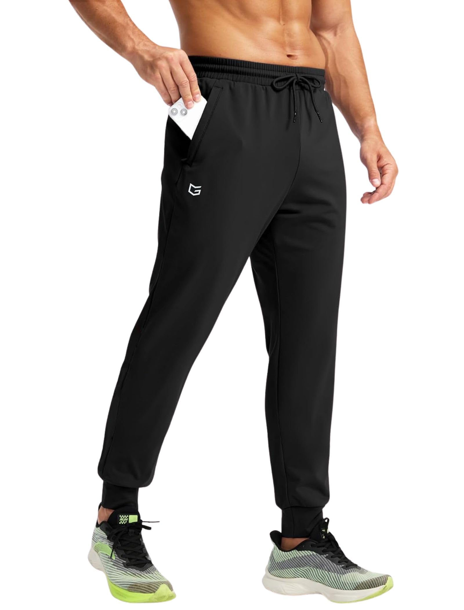 cb-colebrook Men's Fleece Joggers with Zipper Pockets Solid TreckPants Water Resistant Athletic Workout Gym Sweatpants for Men-picture-36